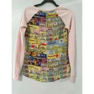 Peanuts Long Sleeve Raglan Shirt Pink Multi-Color Comic Strip Print